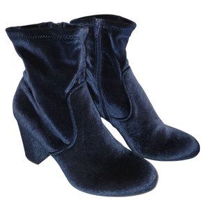 Candies Blue Velvet Boots  Mid Rise 3.5 inch Heels Great Condition